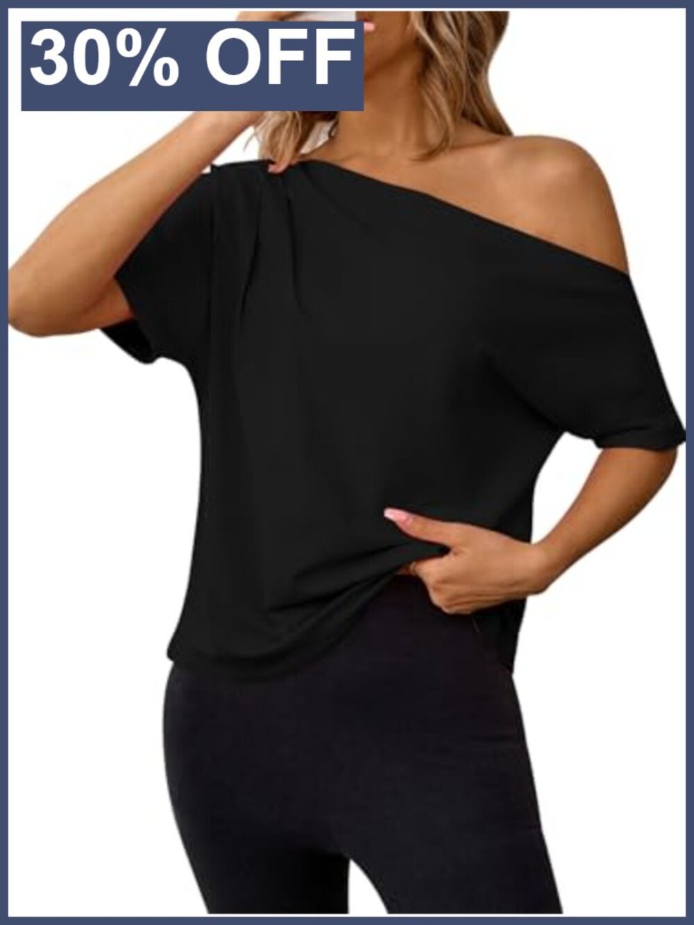 Off Shoulder Ruched Pleated Short Sleeve Cotton Spandex Tee